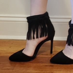 Steve Madden Black Suede Fringe heels